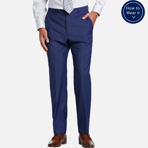 Joseph Abboud Modern Suit 38 R Navy Wool Suit Jacket Sport Coat Pants Slim Fit - Picture 3 of 11